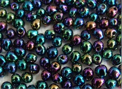 Miyuki Drop Blue DP0455  3.4mm Metallic Variegated Blue Iris Bead 10g